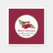 Victorian Red Rose Swagger-Merry Christmas design Servet (Voorkant)