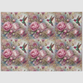 Victorian Romance Pink Rose Hummingbird Decoupage  Tissuepapier (Voorkant)