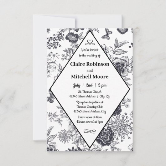 Victorian Rose - Invitation de mariage et de récep (Devant)