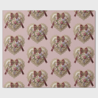 Victorian Rose Lace Heart Wrapping Paper Cadeaupapier