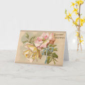 Victorian Roses Birthday Greeting Card Kaart (Gele Bloem)