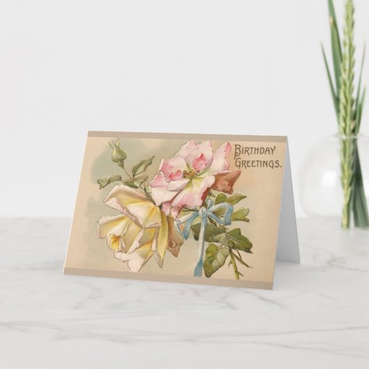 Victorian Roses Birthday Greeting Card Kaart (Voorkant)