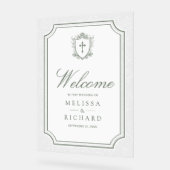 Victorian Sage Green Catholic Wedding Welcome (Angle)