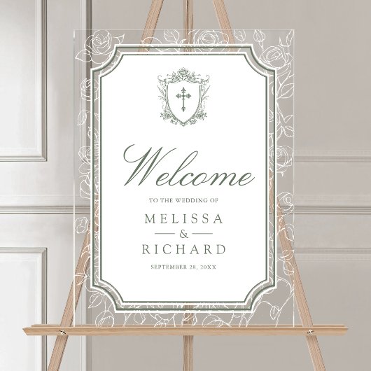 Victorian Sage Green Catholic Wedding Welcome