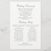 Victorian Sage Green Mariage Cerememing Programme (Dos)