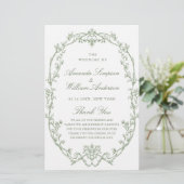 Victorian Sage Green Mariage Cerememing Programme (Debout devant)