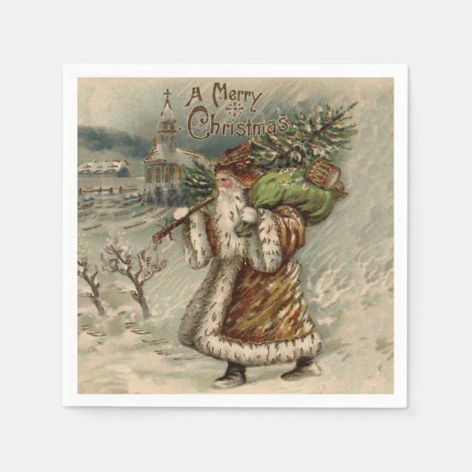 Victorian Santa Claus With Christmas Tree Servet (Voorkant)