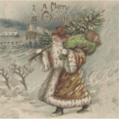 Victorian Santa Claus With Christmas Tree Sticker (Voorkant)