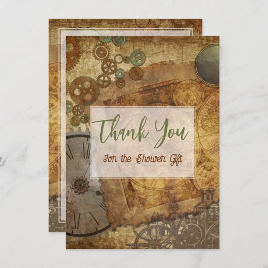 Victorian Steampunk Flat Merci Cartes (Devant / Derrière)