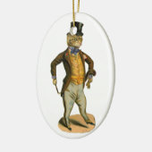 Victorian style cat with top hat keramisch ornament (Links)