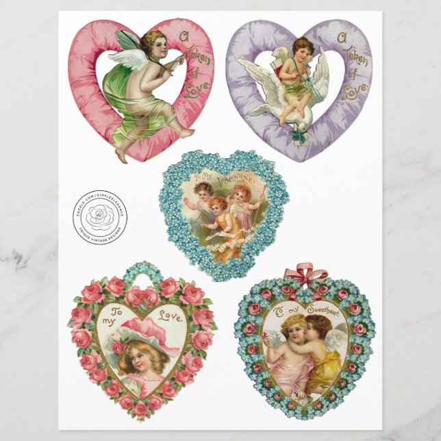 Victorian Valentines Hearts Scrapbook Papier (Devant)