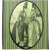 Victorian vert rayé dame douche rideau (Devant)