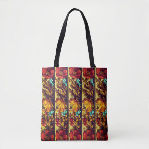 Victorian vintage floral pattern elegant red brown draagtas