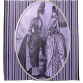 Victorian violet noir rayé dame douche rideau (Devant)