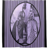 Victorian violette rayé dame douche rideau (Devant)