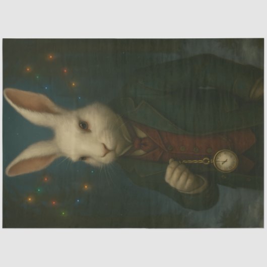 Victorian White Rabbit – Whimsical Fantasy Animal  Tissuepapier (Voorkant)