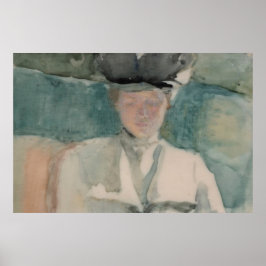 Victorian Woman Portrait Pastel-Tone Watercolor Poster
