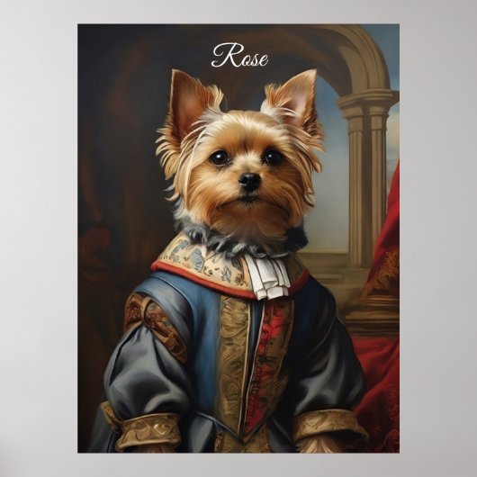 Victorian Yorkshire Terrier in Clothes Whimsical Poster (Voorkant)