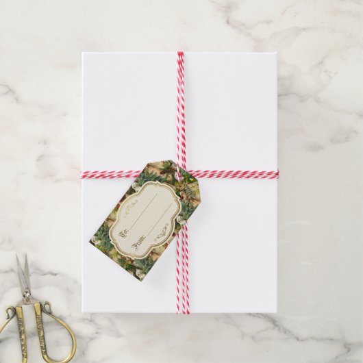 Victorian Yuletide Splendor Cadeaulabel (Met Touw)