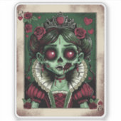 Victorian Zombie Queen of Hearts Sticker (Voorkant)