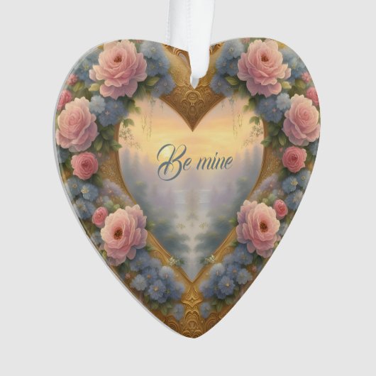 Victorien, coeur doré avec des fleurs et dire (devant)