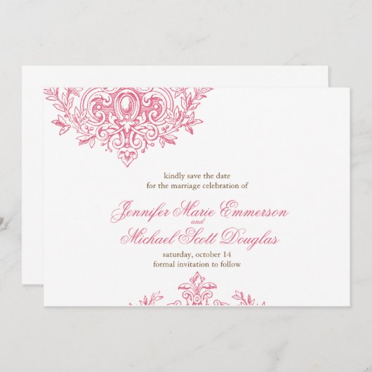 victorienne élégance enregistrer la carte date (Devant / Derrière)