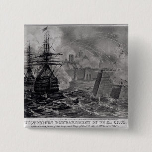 Victorious Bombardment van Vera Cruz Vierkante Button 5,1 Cm