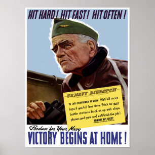 Victory begint thuis — Bull Halsey Poster
