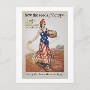 Victory Garden Liberty Sow Seeds WI Propaganda Briefkaart