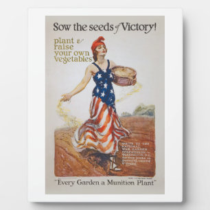 Victory Garden Liberty Sow Seeds WI Propaganda Fotoplaat