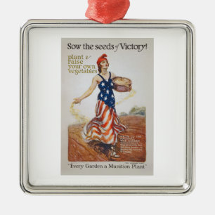 Victory Garden Liberty Sow Seeds WI Propaganda Metalen Ornament