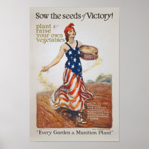 Victory Garden Liberty Sow Seeds WI Propaganda Poster