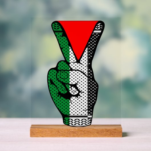 Victory Sign Hand Resistance Red Triangle Symbol Acryl Bord (Neutraal)