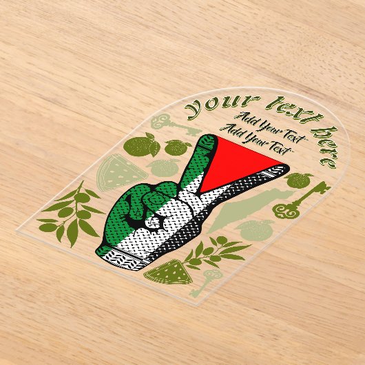 Victory Sign Hand Resistance Red Triangle Symbol Acryl Uitnodigingen (Laagn)