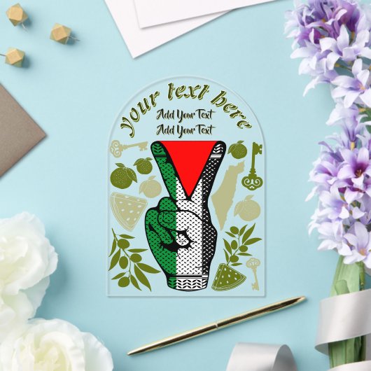 Victory Sign Hand Resistance Red Triangle Symbol Acryl Uitnodigingen (Insitu (Huwelijk))