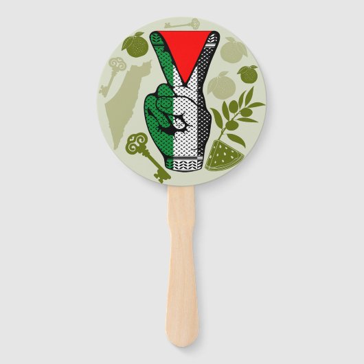 Victory Sign Hand Resistance Red Triangle Symbol Handwaaier (Voorkant)