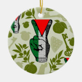 Victory Sign Hand Resistance Red Triangle Symbol Keramisch Ornament (Voorkant)