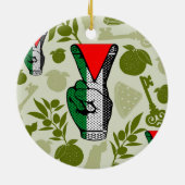 Victory Sign Hand Resistance Red Triangle Symbol Keramisch Ornament (Achterkant)