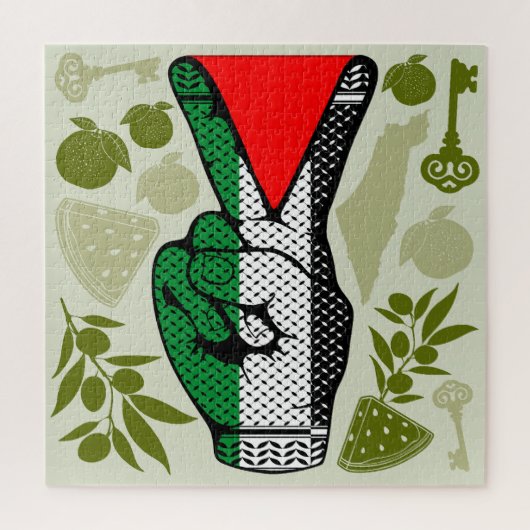 Victory Sign Hand Resistance Red Triangle Symbol Legpuzzel (Verticaal)