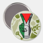 Victory Sign Hand Resistance Red Triangle Symbol Magneet (Voorkant / Achterkant)