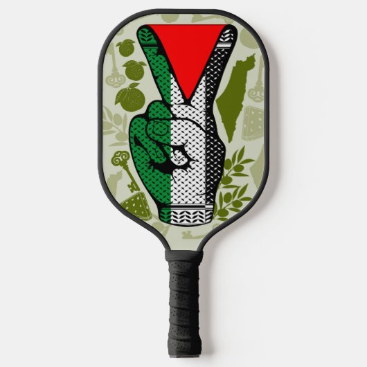 Victory Sign Hand Resistance Red Triangle Symbol Pickleball Paddle (Voorkant)
