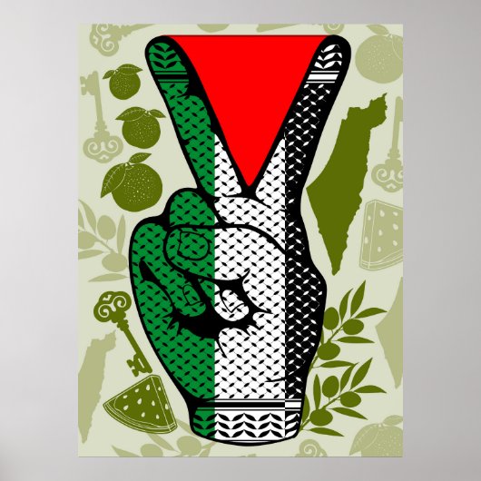 Victory Sign Hand Resistance Red Triangle Symbol Poster (Voorkant)