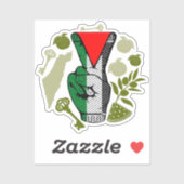 Victory Sign Hand Resistance Red Triangle Symbol Sticker (Vel)