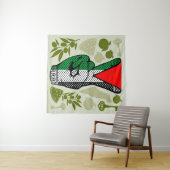 Victory Sign Hand Resistance Red Triangle Symbol Wandkleed (In Situ (horizontaal))