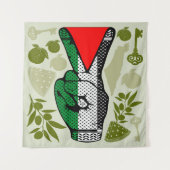 Victory Sign Hand Resistance Red Triangle Symbol Wandkleed (Voorkant)