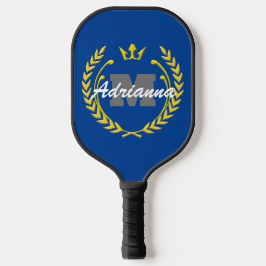 Victory Wreath Monogram en naam BlueBG Pickleball Paddle (Voorkant)