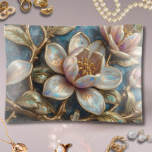 Blue White and Gold Cloisonné Magnolia Floral Art