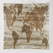 Carte marron du monde imprimée