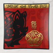 Cute Chinois Cochon Année Zodiac Anniversaire Plat