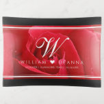 Vide-poche Elegant 15th 26th 36th Rose Wedding Anniversary<br><div class="desc">Give special items and keepsakes for the 15th, 26th, or 36th wedding anniversary pride of place with this commemorative trinket tray, which features elegant white serif and script lettering on a romantic red rose background edged with black bars on the top and bottom. Personalize with the couple's names, an initial...</div>
